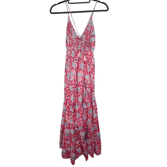 PERRY WALKER COLLECTIVE Annie Block Print Botanical Palm Beach Maxi Sundress - Picture 3 of 10